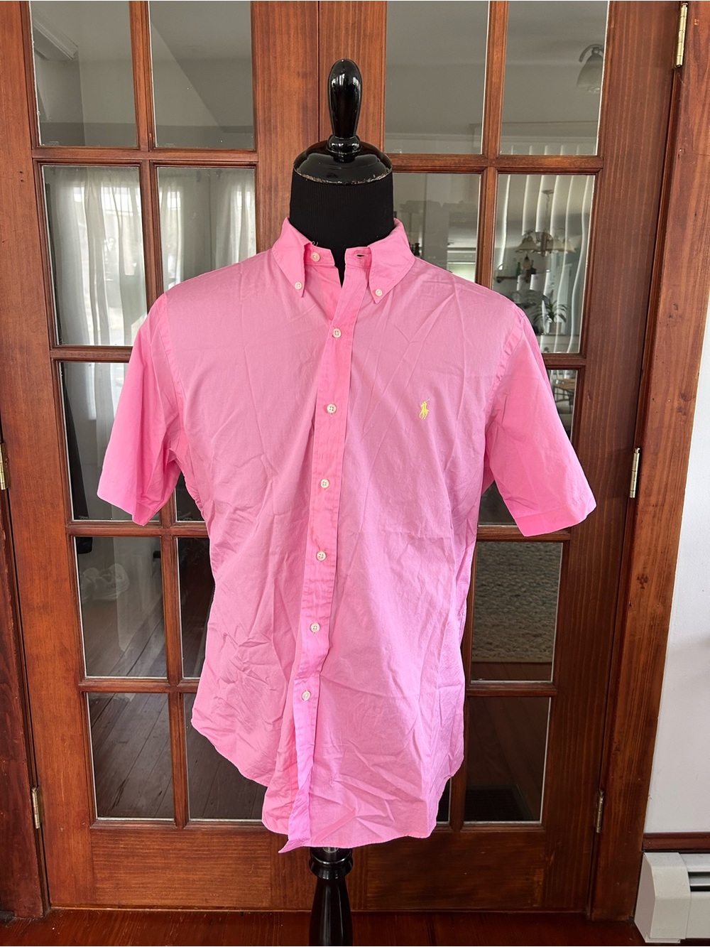 Mens Shirt Short Sleeve Custom Fit  Polo by Ralph Lauren Size XL Pink